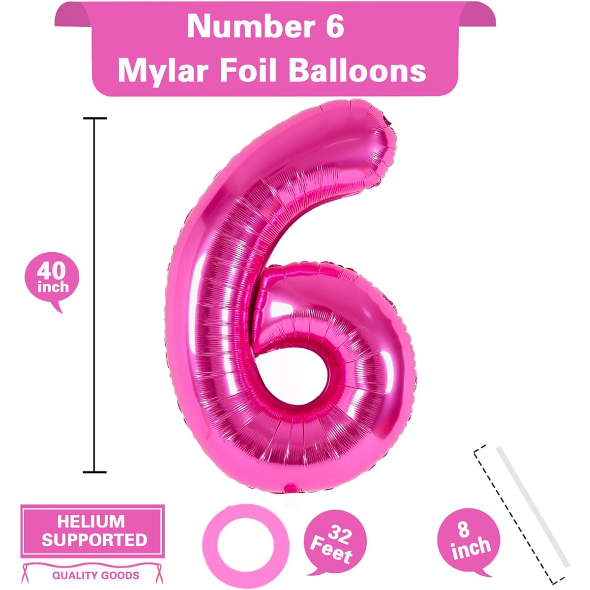 Number balloon light pink-6