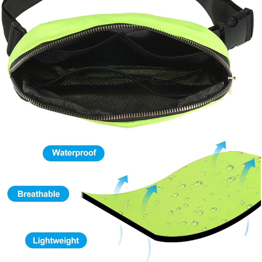 PATIKIL Fanny Pack Waterproof Belt Bag Men & Women Adjustable Crossbody Bag Waist Bag for Running Travel Workout Fluorescent Green