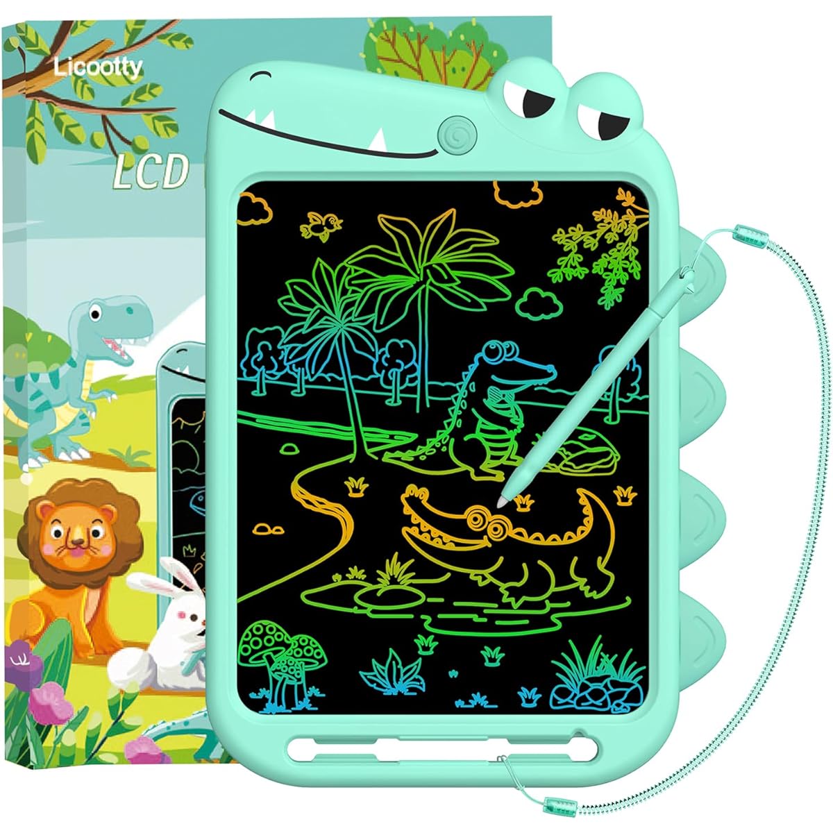 Licootty 10" Colorful LCD Writing Tablet Drawing Board for Kids Girls Boys Babies Educational Drawing Tablet Doodle Board Crocodile Toys for Children Ages 3 4 5 6 7 8 Gift (Crocodile), DW1001-3