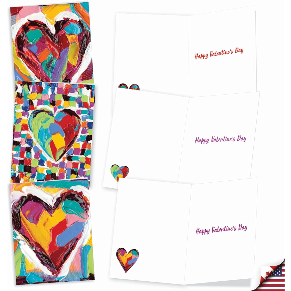 The Best Card Company Colorful Hearts - 20 Boxed Valentine's Day Note Cards with Envelopes (4 x 5.12 Inch) - AM9267VDG-B2x10