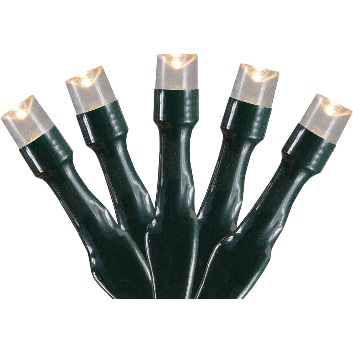 Set of 20 Battery Operated Warm White LED Wide Angle Christmas Lights - Green Wire