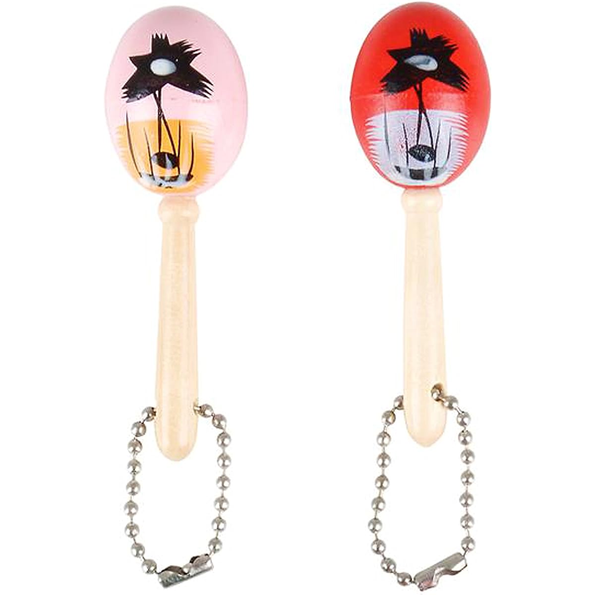 Mini Wooden Hand Painted Maraca Key Chains 2 Dozen Key Chains - Perfect for Cinco de Mayo Celebration, Parade, Fiesta, Birthday Party Favors