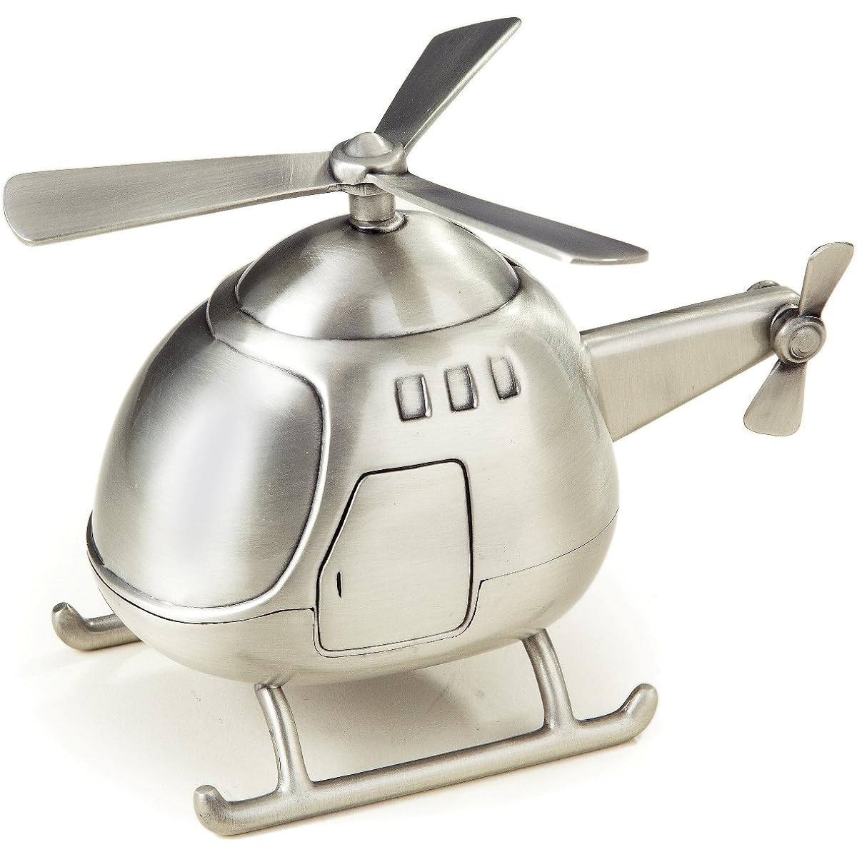PEWTER FINISH HELICOPTER MONEY BANK