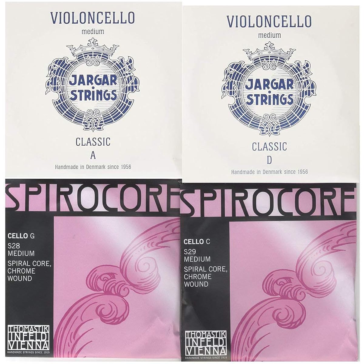 Cello string set JARGAR SPIROCORE chrome winding