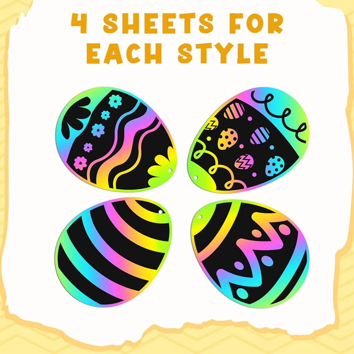 Easter Scratch Paper Art for Kids - 48 DIY Rainbow Scratch Off Cards Set for Kids Crafts Art Supplies Class Bulk Purchase Birthday Holiday Party Activity Gift