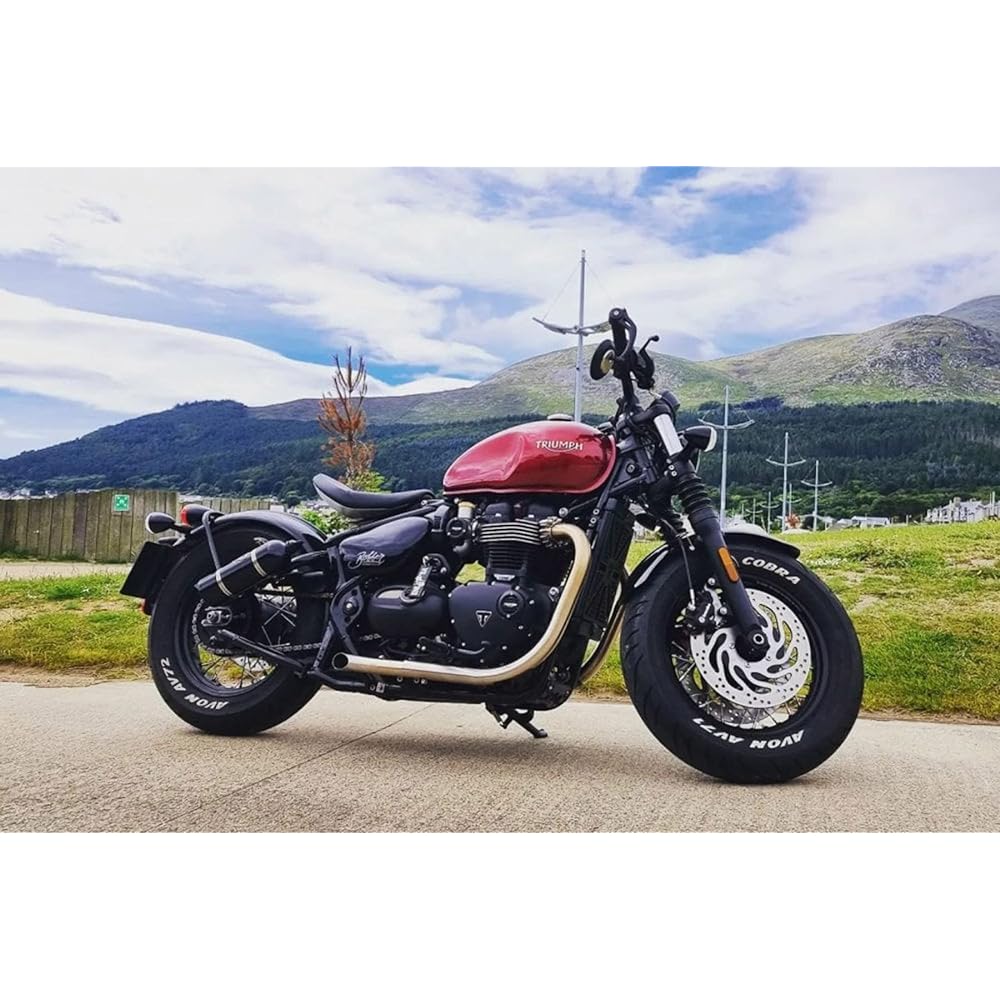 Motone Slash Cut Muffler Bonneville Bobber Speedmaster MAYHEM Stainless Steel Brushed MTE179