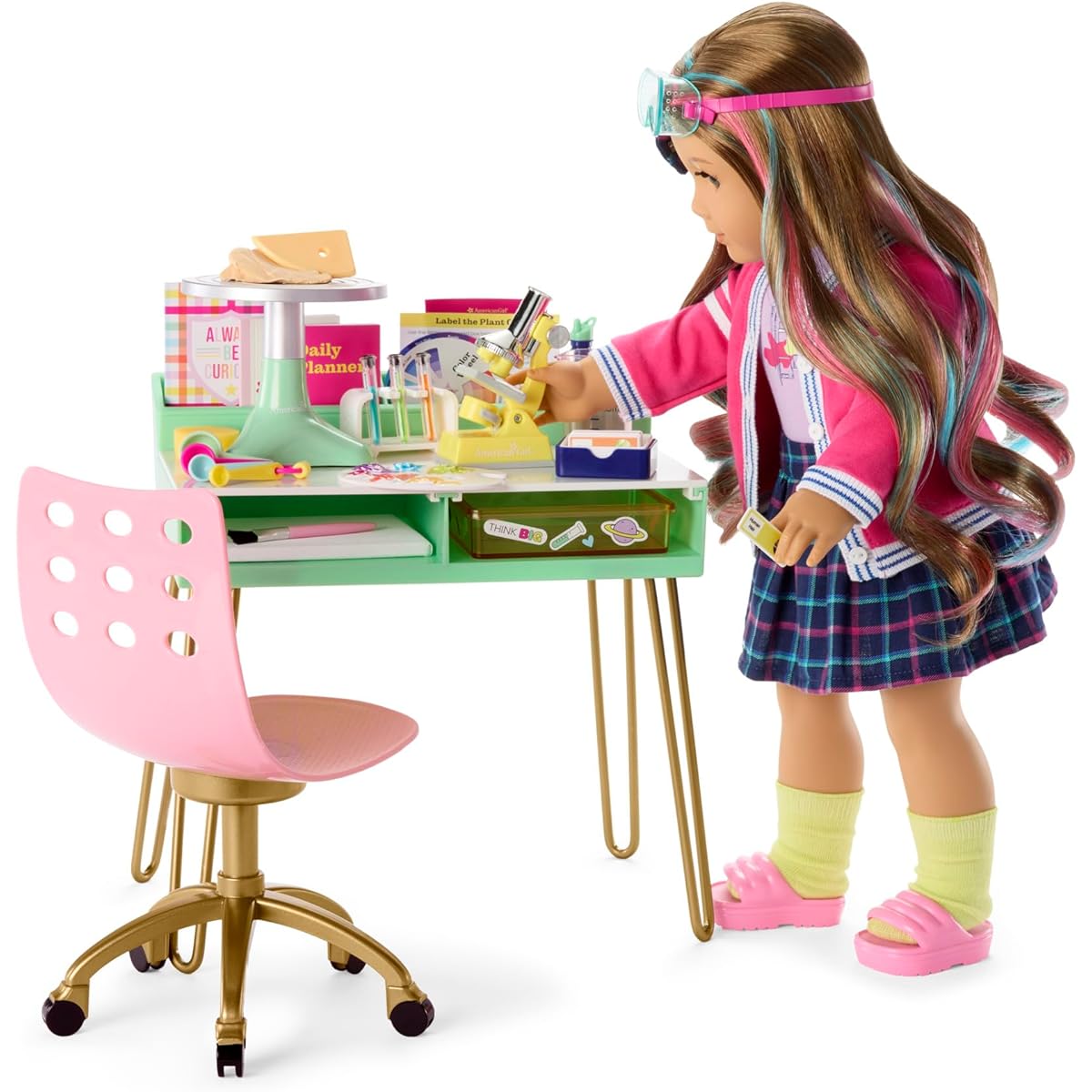 American Girl Truly Me 18" Doll Love to Explore Art & Science Playset with Pottery Wheel and Microscope, Ages 6+