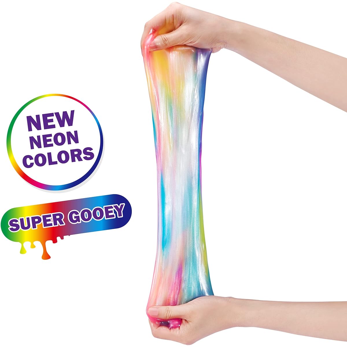 Oosh Slime Medium Foil Bags 500g (4 Pack) ZURU Gooey Slime Epic Stretch Slime for Girls and Kids (Rainbow, Pink, Purple, Silver)