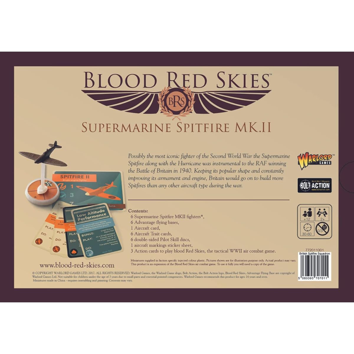 Bolt Action Warlord Games, Blood Red Skies - Supermarine Spitfire MK.II - Air Combat Game Miniatures