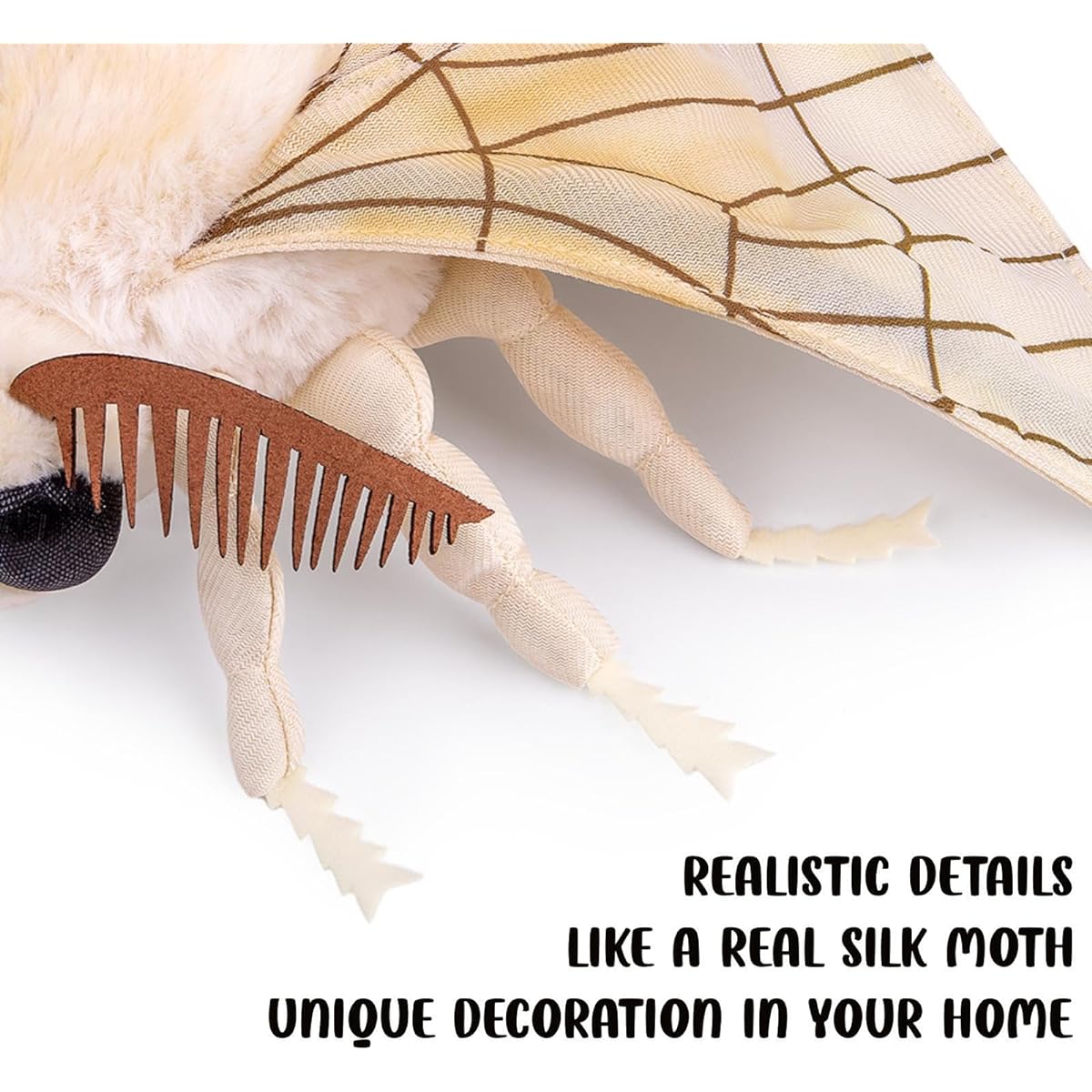 FRANKIEZHOU Realistic Silk Moth Stuffed Animal White 10.63 Inch Moth Stuffed Animal Toys for Boys and Girls Kids Gift, Baby Gift, Crying Baby, Home Decor, Cuddle Toy