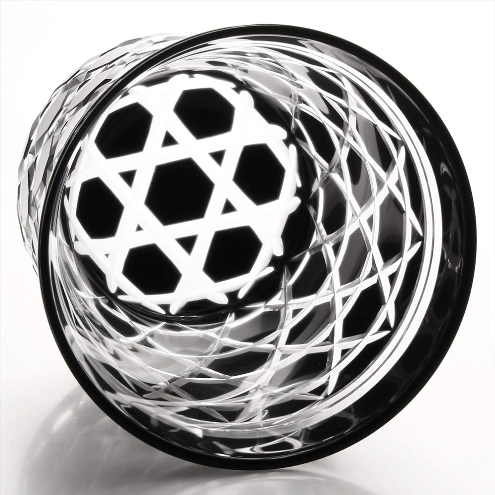 Edo Kiriko Kawai Sarazo Old Glass Hexagonal Kagome Black 1754-55BK