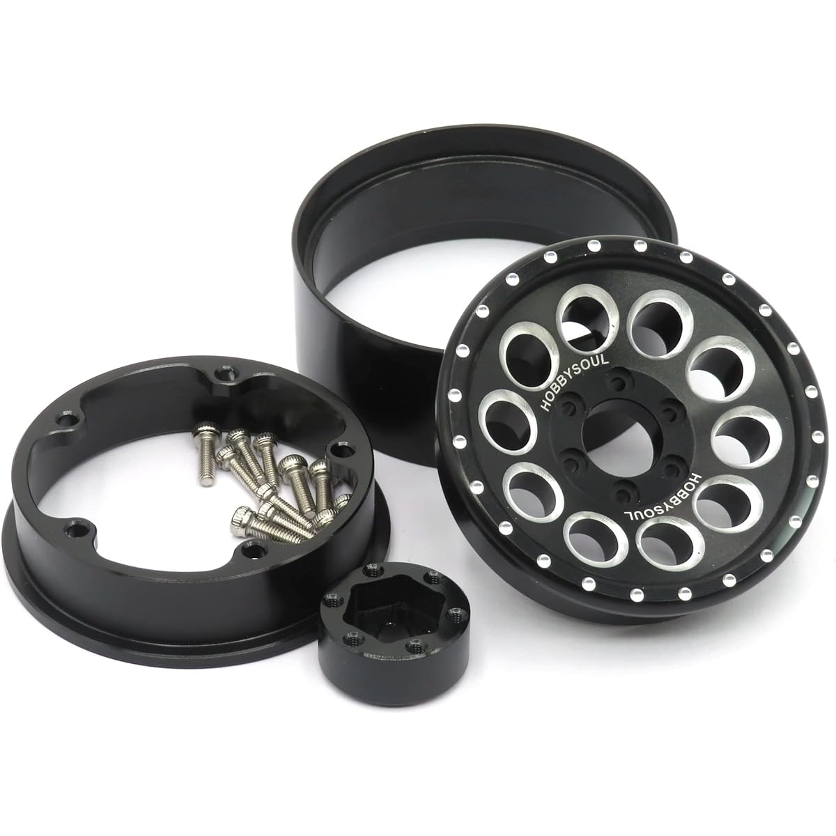 HOBBYSOUL 1.9 Tire 4.75" Height (121mm) Mounts on 1.9 Beadlock Wheels Black 1/10 Crawler Redcat Gen8 Traxxas TRX-4 Tamiay CC01 Axial SCX10 Mud Crawler Compatible with Badland Terrain (Pack of 4 Assembled)