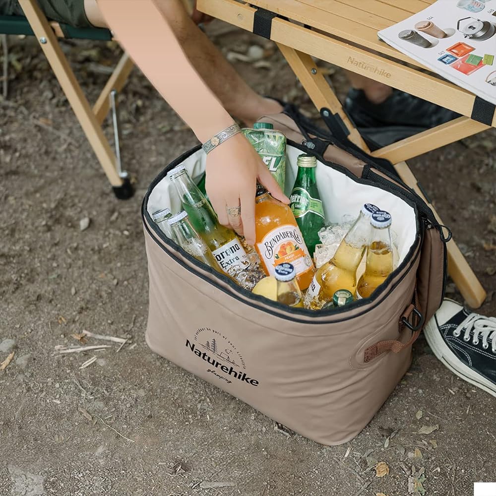 Naturehike Thermal Ice Pack Cooler Box, Large Capacity, Soft Cooler, Long Cold/Warm Retention Time, Cold Bag, Handheld and Shoulder Bag, Washable PVC Bag Included, Change, Lunchbox, Great for Camping, etc.