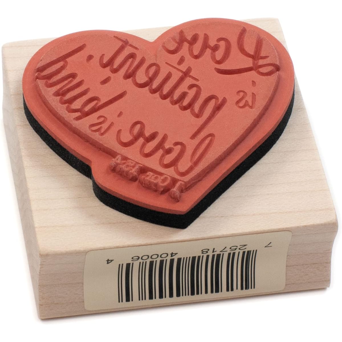 Inkadinkado 60-01758 Love is Patient Wooden Rubber Stamp for Arts and Crafts, 2" x 2"