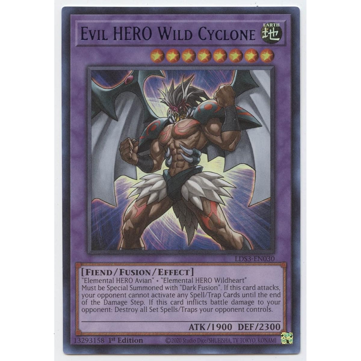 Evil Hero Wild Cyclone (Blue) - LDS3-EN030 - Ultra Rare - 1st Edition.