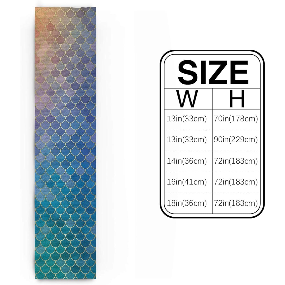 HELLOWINK Cotton Linen Burlap Table Runner for Wedding Party Holiday Dinner Home Decorations (Mermaid Glitter Ocean Ombre Orange Teal Triangle) 16x72inch HWKFXQ180930-ZQ-SJ-SCRY00528ZQDDBHE