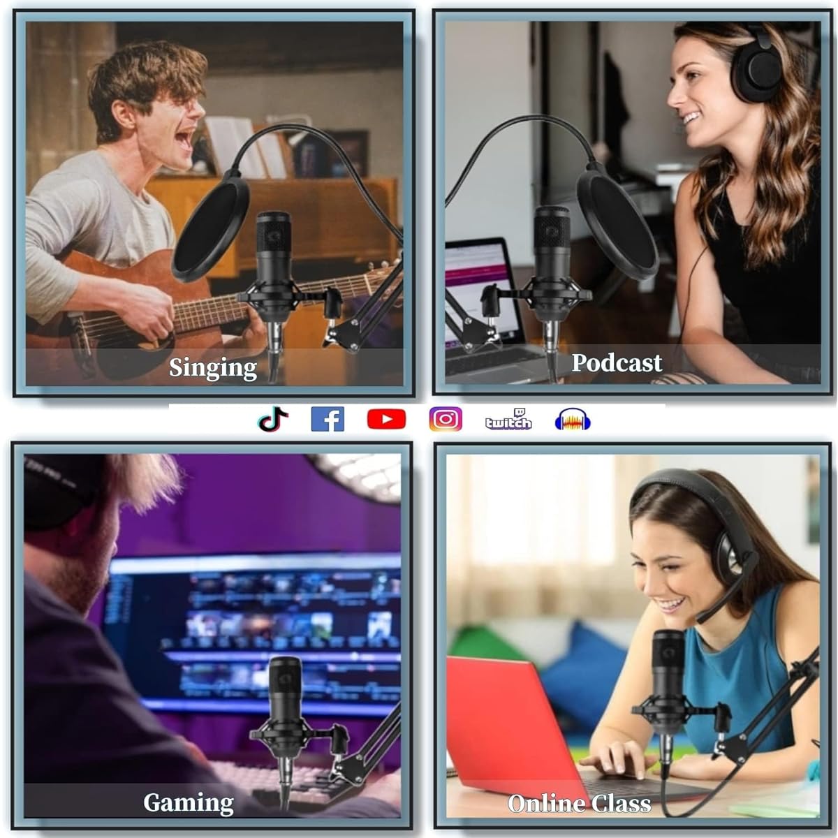 SKTEET Podcast Equipment Set with BM800 Podcast Microphone and V8 Sound Card Voice Changer - Audio Interface - Perfect for Recording, Singing, Streaming and Gaming (V8-Black)