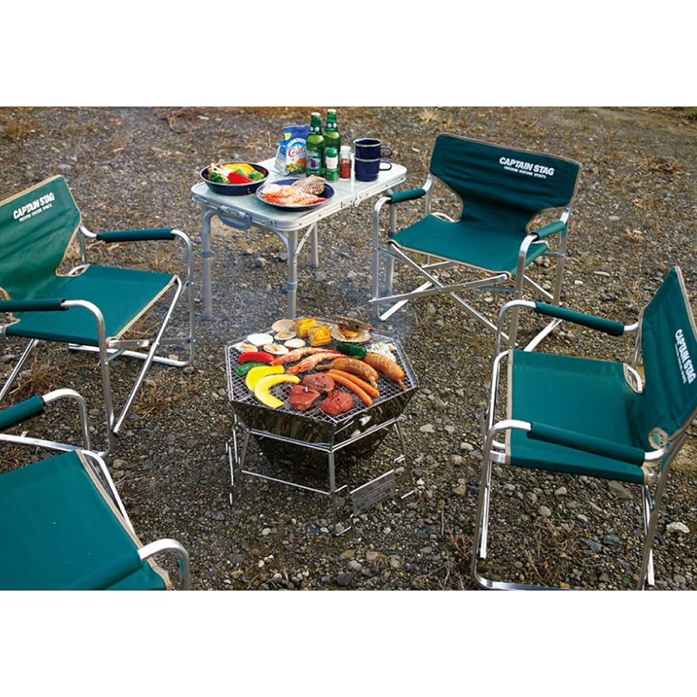 Captain Stag (CAPTAIN STAG) Barbecue Stove Bonfire Stand Dutch Oven 3 in 1 Hexa Stainless Steel Fire Grill Bag Included M-6500