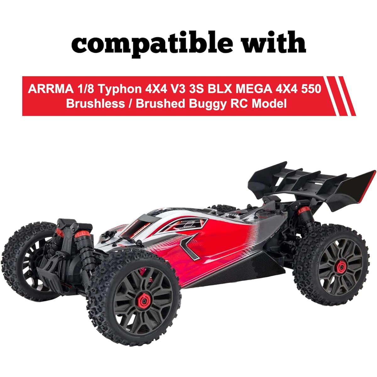 Hobbypark Metal Aluminum Wing Mount Upgrade 1/8 Arrma Typhon 4X4 V3 3S BLX MEGA 4X4 550 Buggy Replacement Part (Navy Blue)