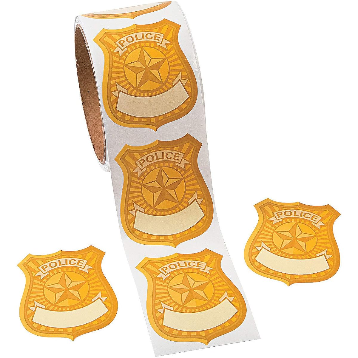 Police Badge Name Tag Stickers Roll of 100 School Party Supplies