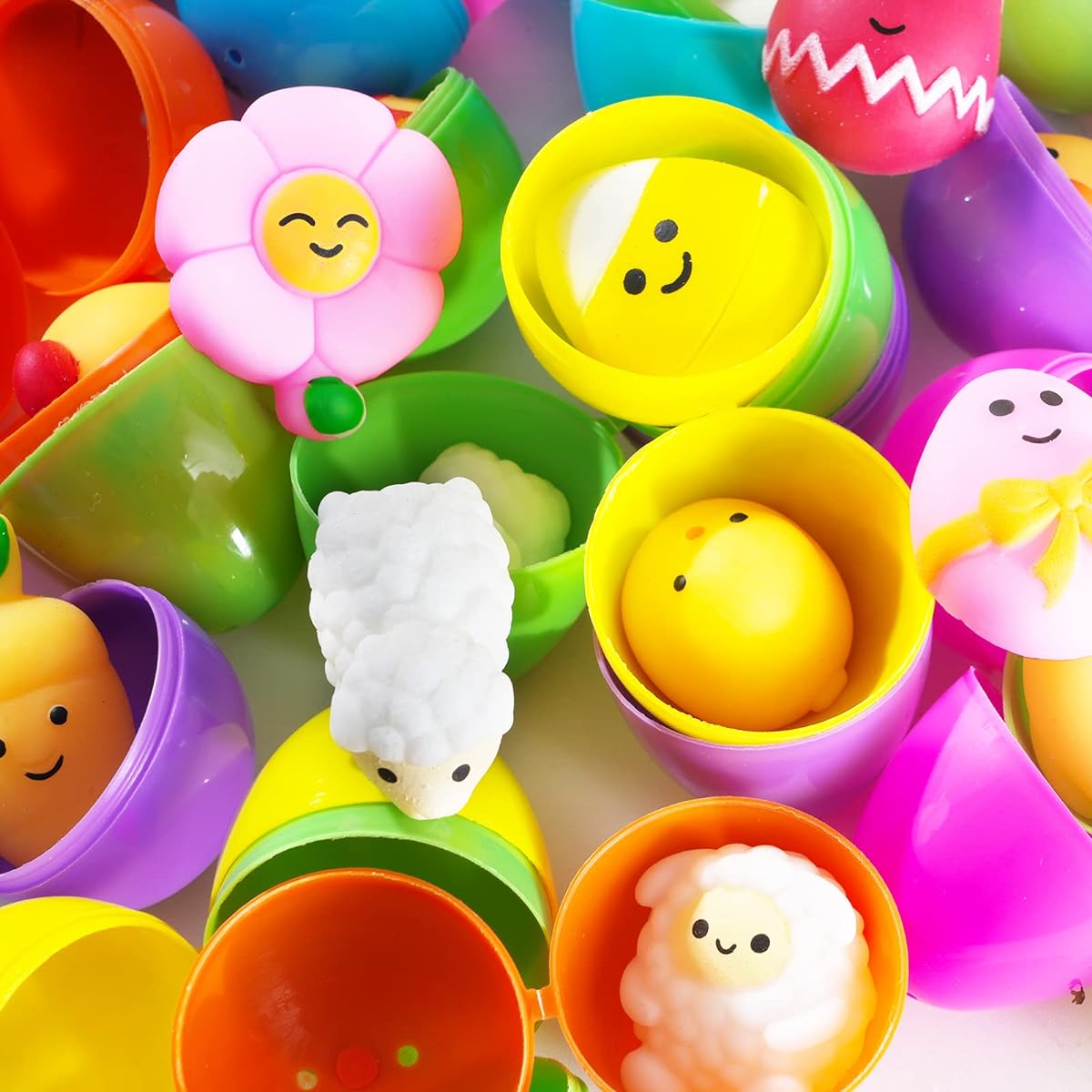 Kiddokids Easter Themed Mochi Filled Easter Eggs - 24 2.25" Surprise Toys for Easter Egg Hunts