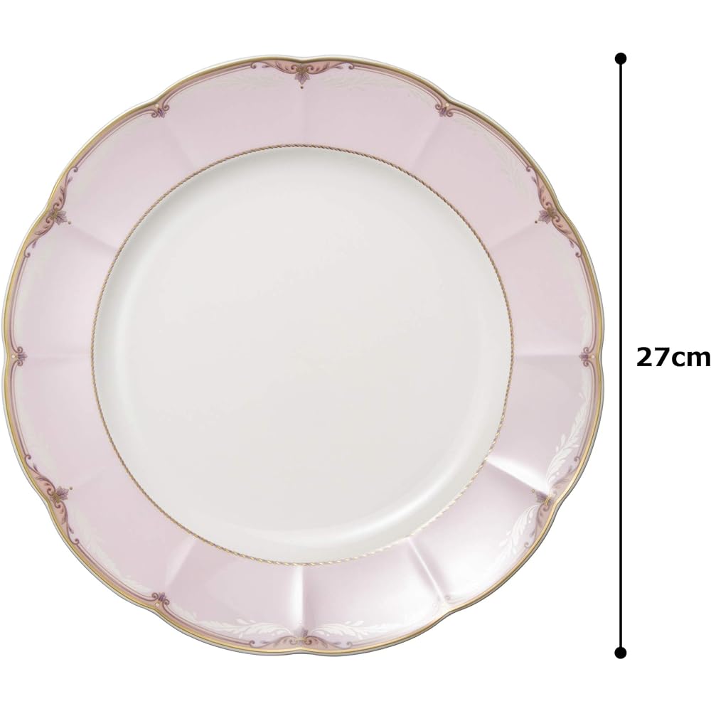 NARUMI Plate Dish Lotus Pink Band 27cm Pink Cute Elegant Dinner Made in Japan 50331-1120