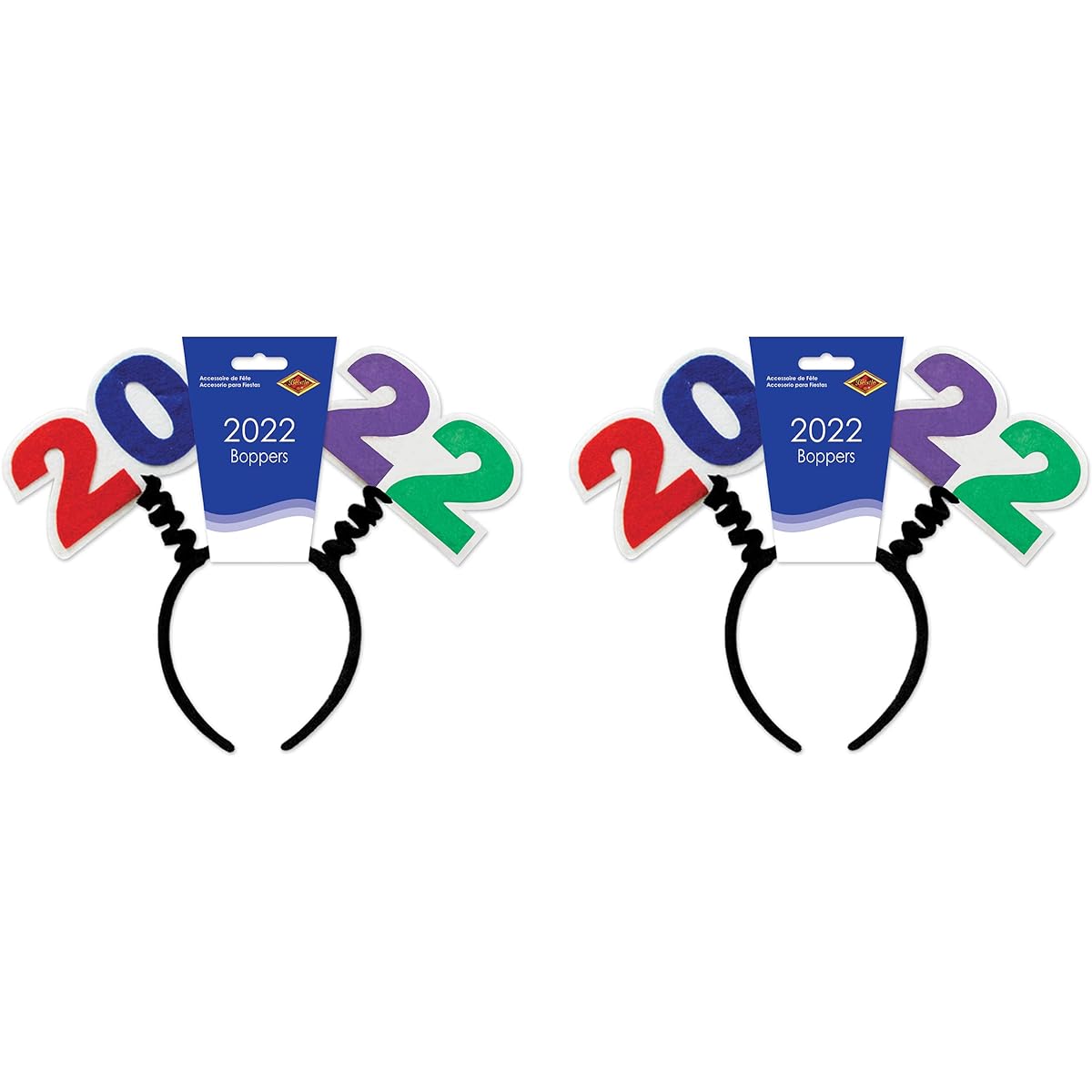 Beistle 2 Pieces Happy New Year 2022 Headband Bopper NYE Photo Booth Props Graduation Party Supplies