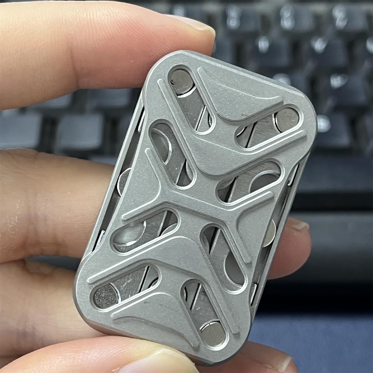 Fashion Stainless Steel Fidget Slider Creative and Unique EDC Fidget Toys for Stress Relief, Time Killer, Adult Fingertip Slider Sensory Toys for Improving Bad Habits (Silver)