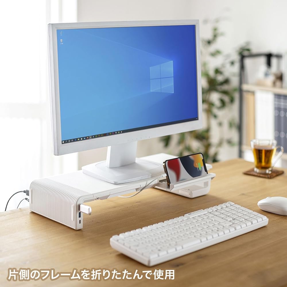 Sanwa Supply Desk Rack with USB Type-C Connection Hub (White) MR-LC210CHW