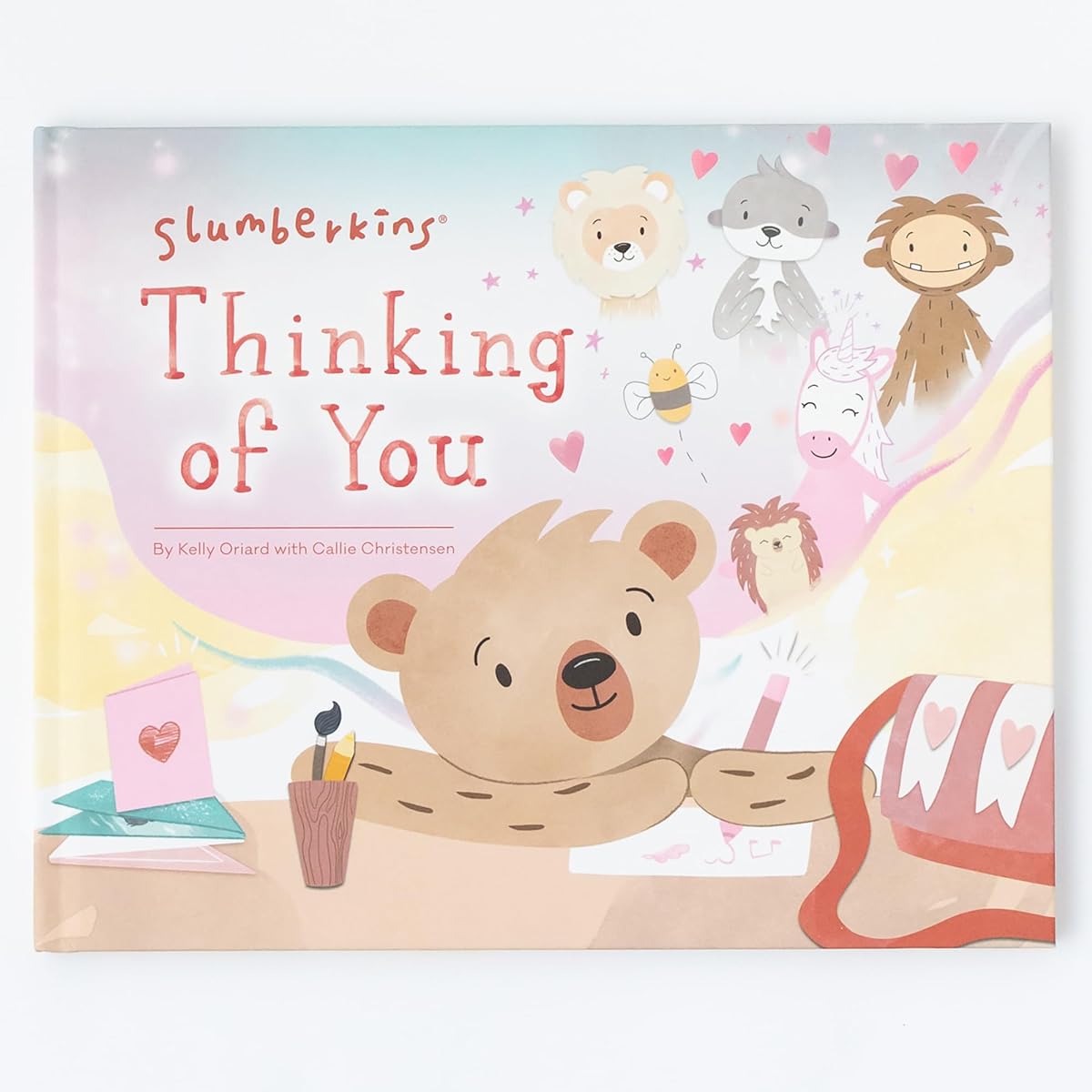 Slumberkins Peony Honey Bear Kin Mailbag and Thinking of You Book Gift Set - Celebrate Your Love This Valentine's Day - Social Emotional Learning Toys for Boys and Girls
