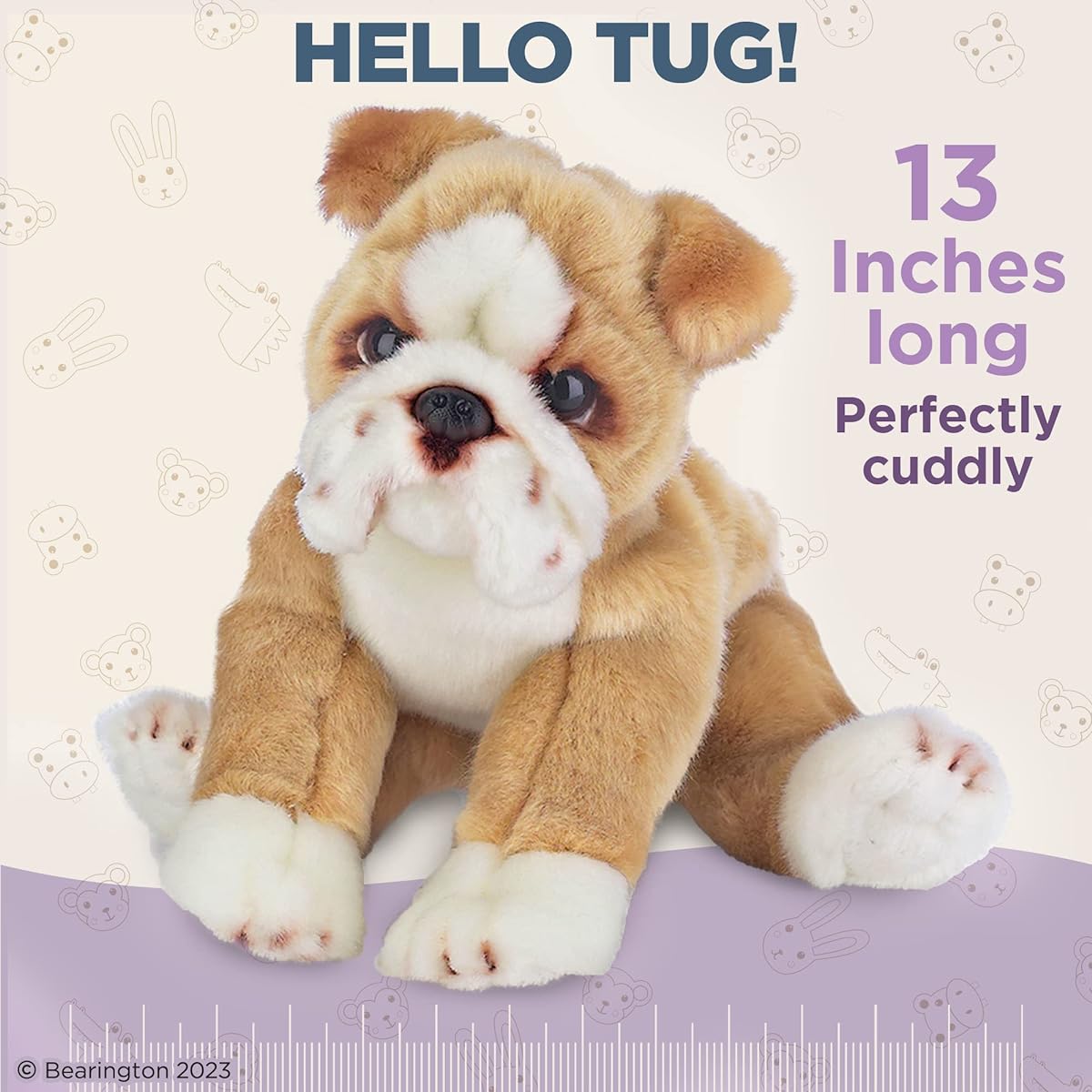 Bearington Tug Bulldog Stuffed Animal Puppy 13"