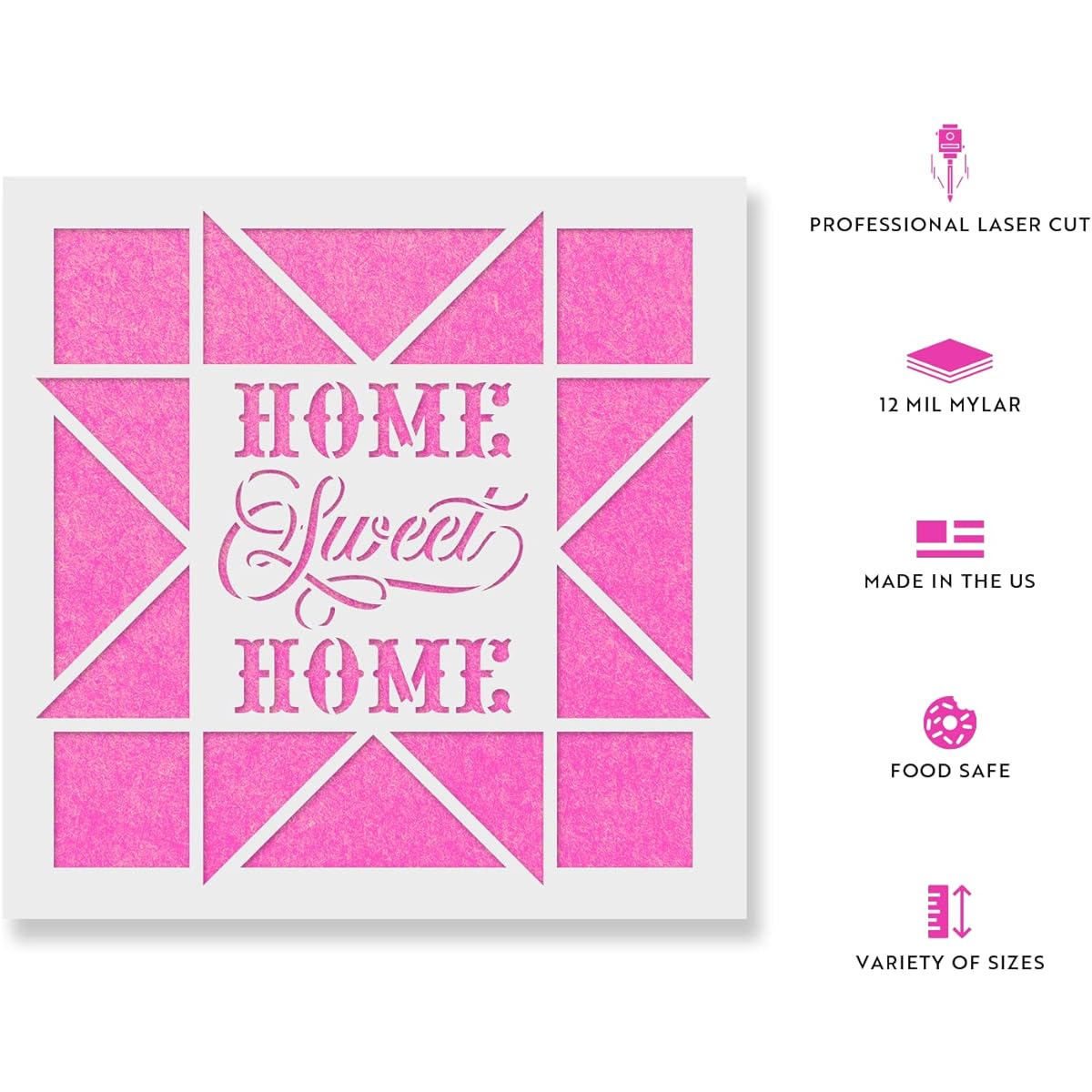 Home Sweet Home Barn Quilt Stencil - Reusable Stencils for Painting - DIY Home Sweet Home Barn Quilt Home Decor