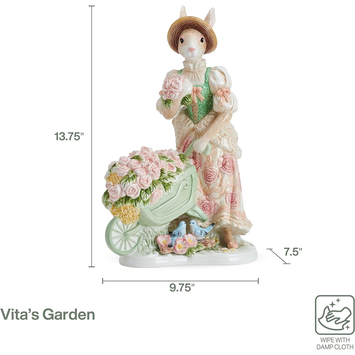 Fitz and Floyd Vita's Garden Ceramic Rabbit Figurine 13.75 inches, 5308924