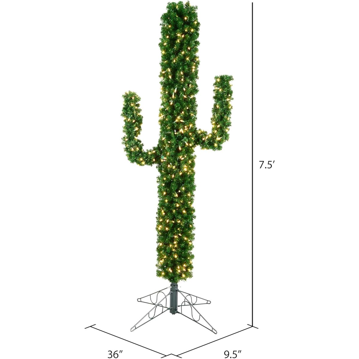 Vickerman 559086-7.5 ft. Cactus Pine Tree 500 Clear Miniature Lighted Christmas Tree (A185576)