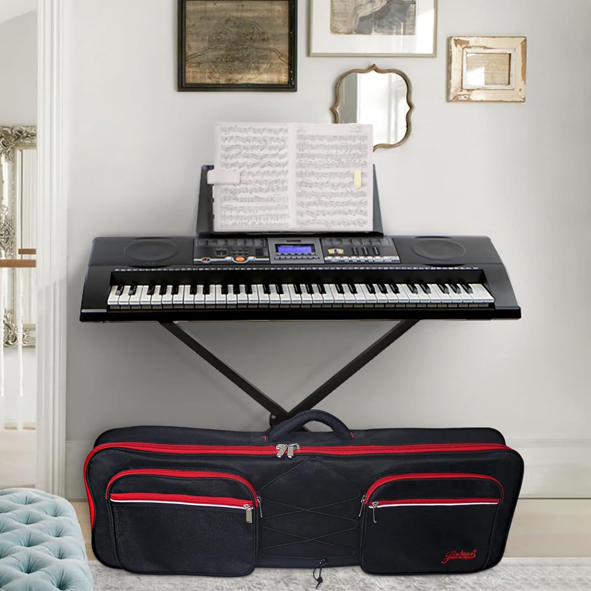 49 Key Keyboard Case Carry Bag - Electric Keyboard Piano Gig Bag - Lightweight Waterproof Oxford MIDI Controller Keyboard Shoulder Bag