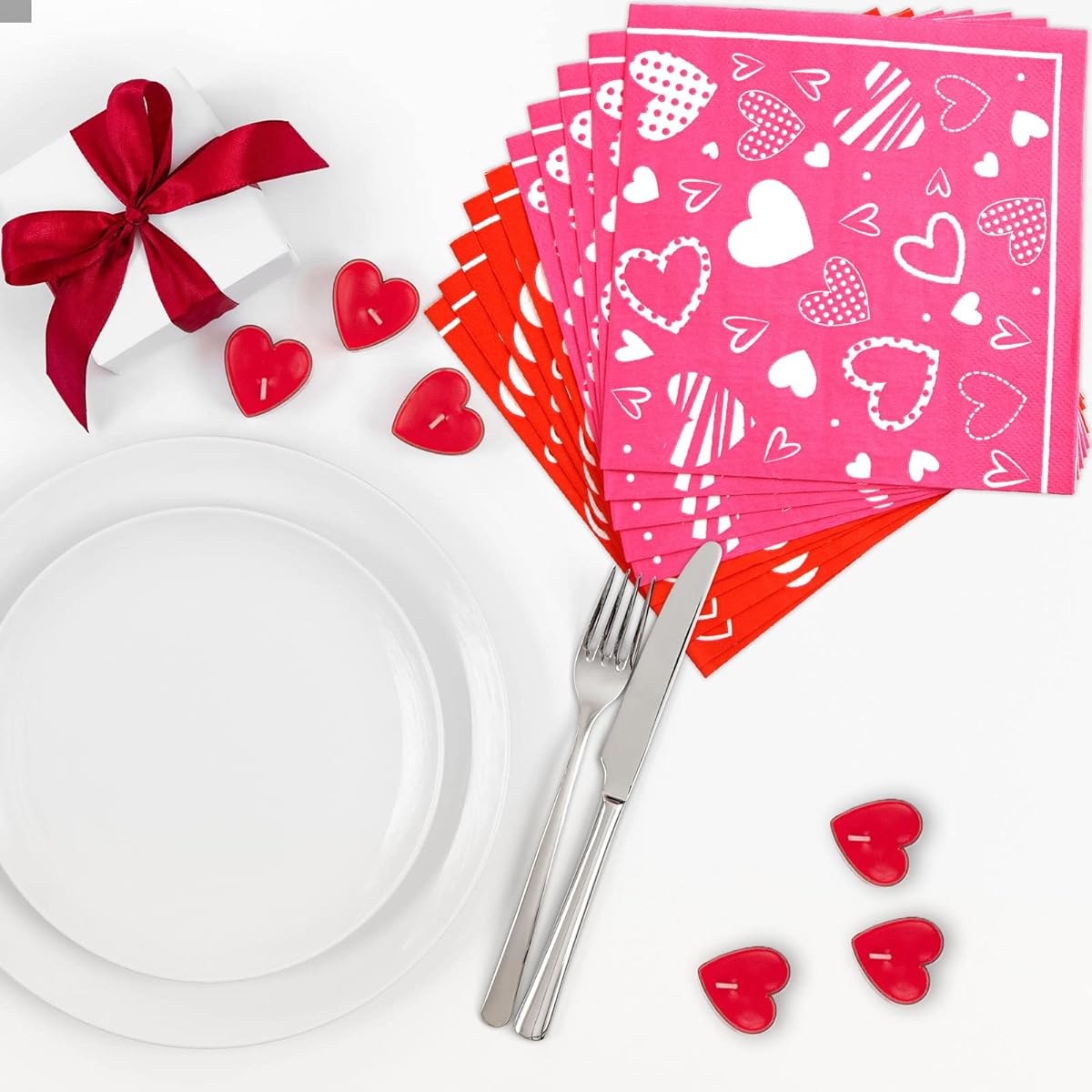 Valentine's Day Paper Napkins 100pcs Heart Disposable Dinner Napkins 2-ply Valentine's Day Mother's Day Wedding Anniversary Napkins Party Supplies