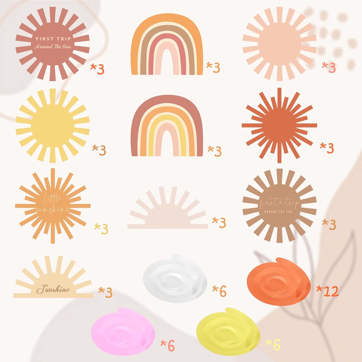 G1ngtar 30pcs First Journey Sun Party Swirl Boho Hippie Rainbow Ceiling Hanging Swirl Decoration 1st Birthday Party Decoration Boho Sun Baby Shower Supplies Boys Girls