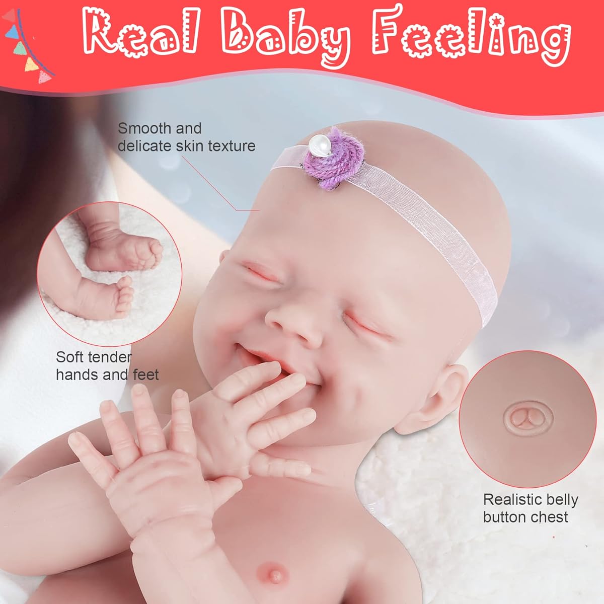 Windsleeping Full Silicone Doll 18.5 Inch Realistic Newborn Baby Doll with Weighted Body for Sleeping Boy Looks Realistic