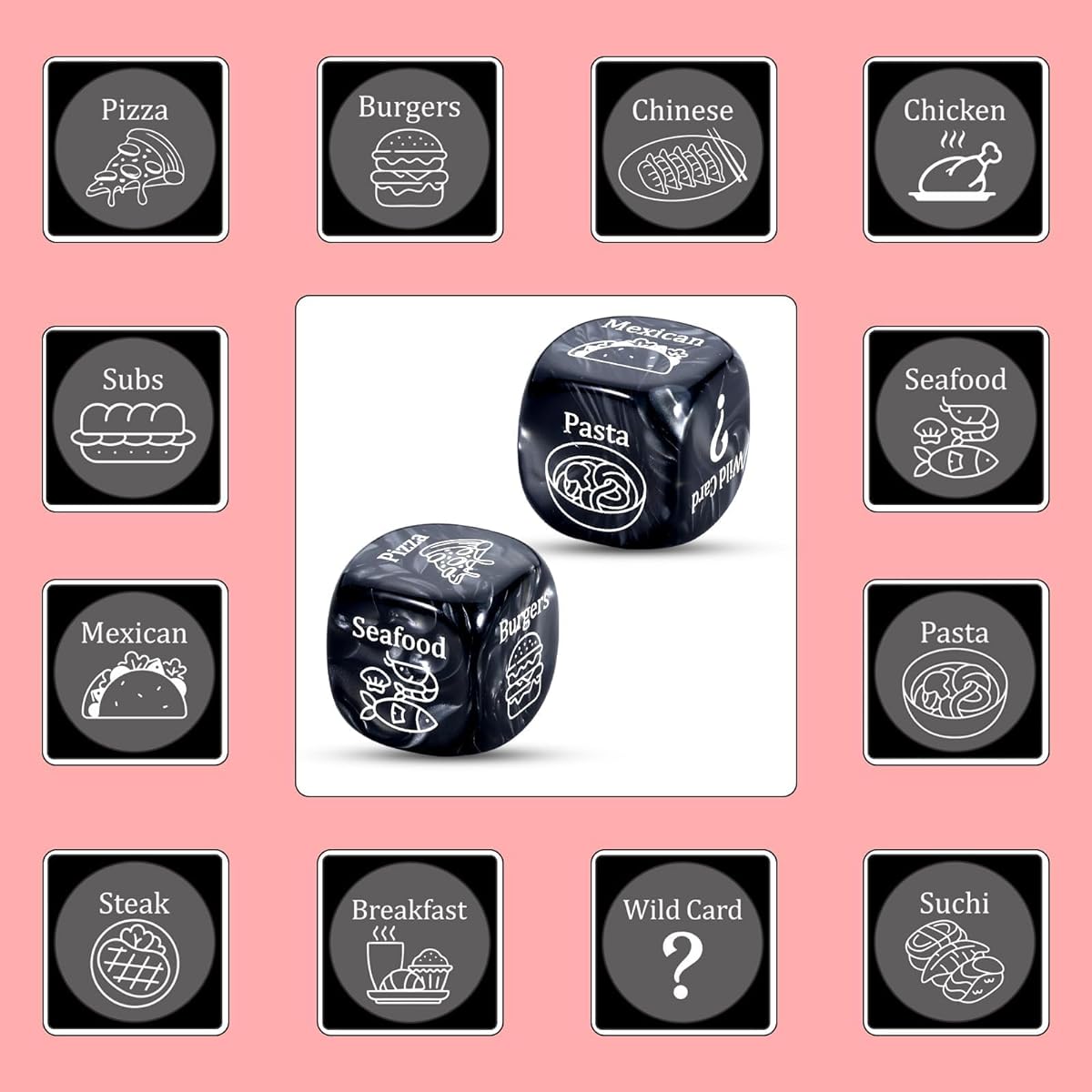 JEWGLO Couples Gift Ideas, Anniversary Date Night Gifts, Date Night Dice for Him, Food Decision Dice for Couples, Birthday Gifts for Boyfriend, Girlfriend, Marriage, Engagement, Wife, Husband Gifts