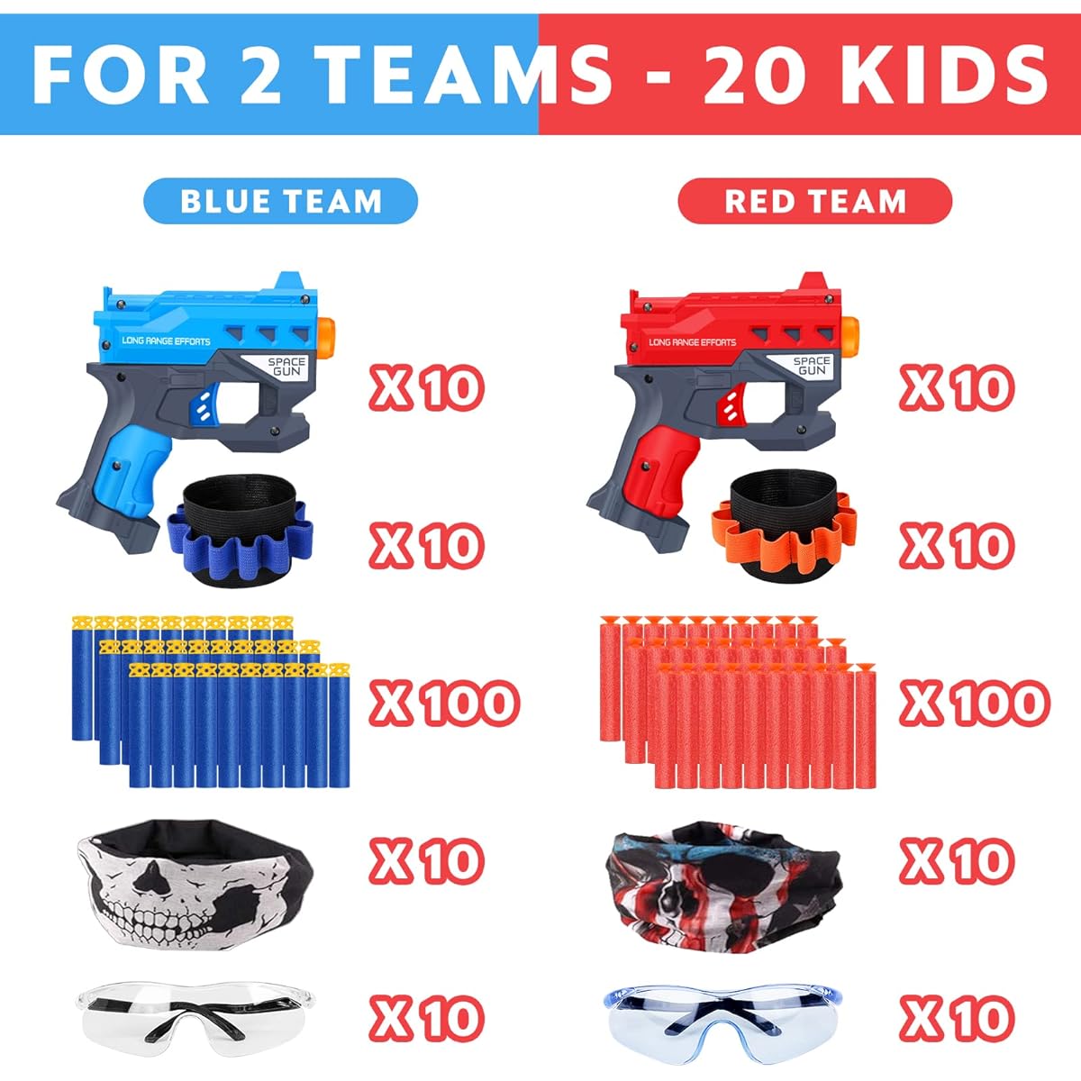 20 Pack Small Gun Set Birthday Party Supplies with Mini Foam Blaster Nerf Gun Party Gun Party Favors with Toy Guns for Kids 3-5 5-7 Bullet Holder Foam Darts Face Mask Safety Glasses
