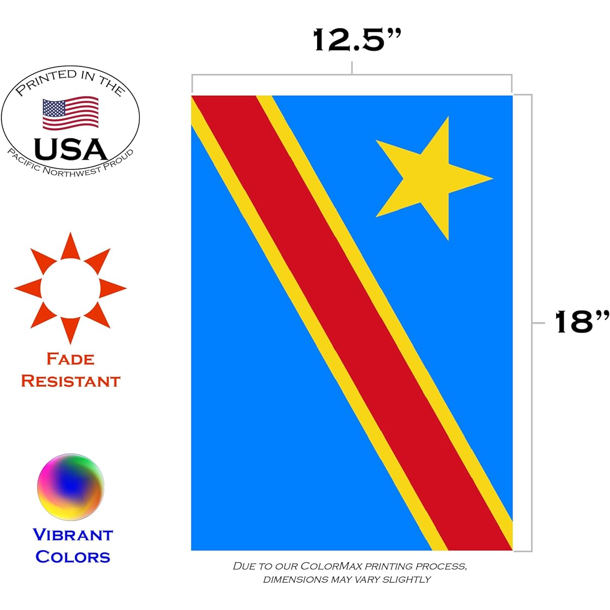 Toland Home Garden Flag of the Democratic Republic of the Congo 12.5 x 18 Inch National Garden Flag