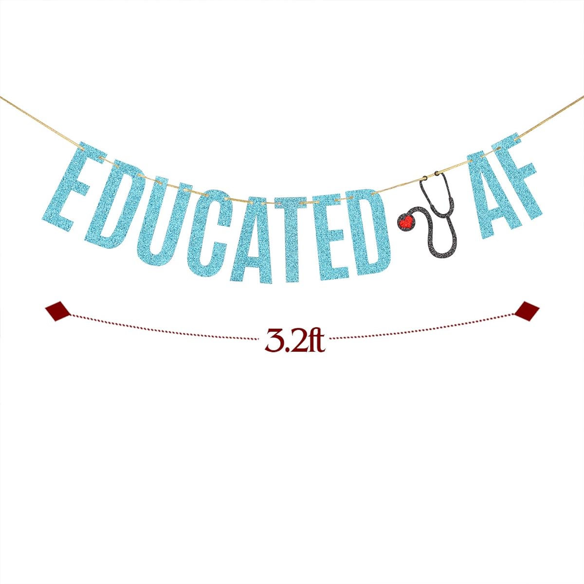 Sky Blue Glitter Educational AF Banner Nurse RN Doctor Graduation Party Banner Congratulations Golledge Medical Graduation Party Decorations Supplies