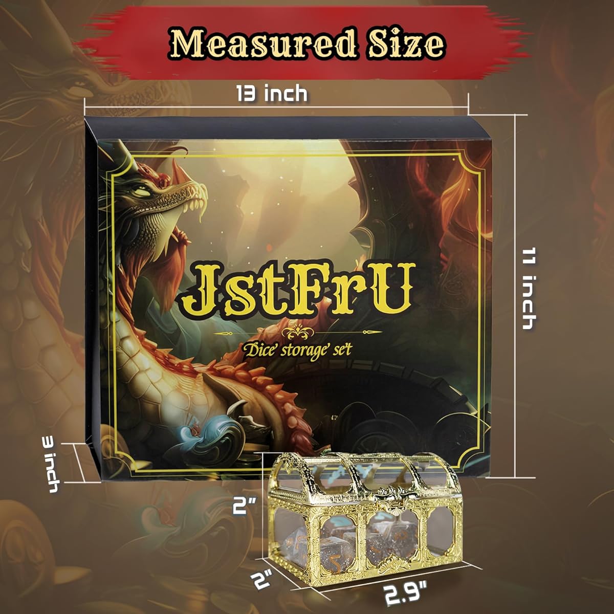 JstFrU DND Dice Storage Box RPG D&D 12 Set Polyhedral Dice Individual Box Perfect Gift for Dungeons & Dragons Players Board Game Game Accessories with 84 Dice
