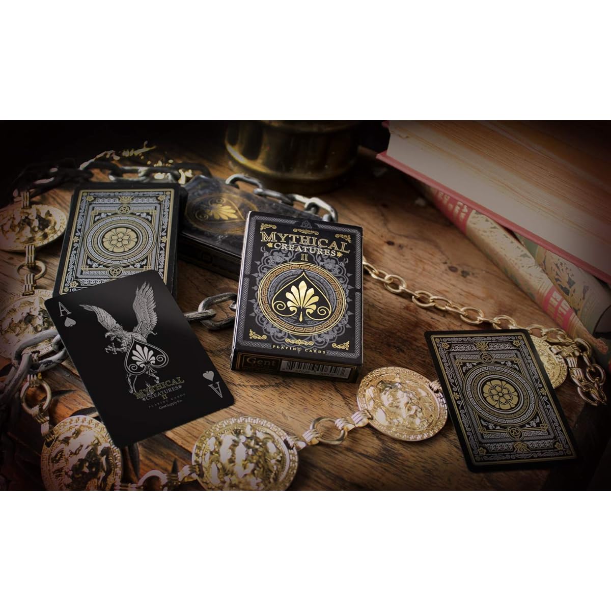 Gent Supply Mythical Creatures II (All New Creatures) - Black Silver & Gold Edition Playing Cards