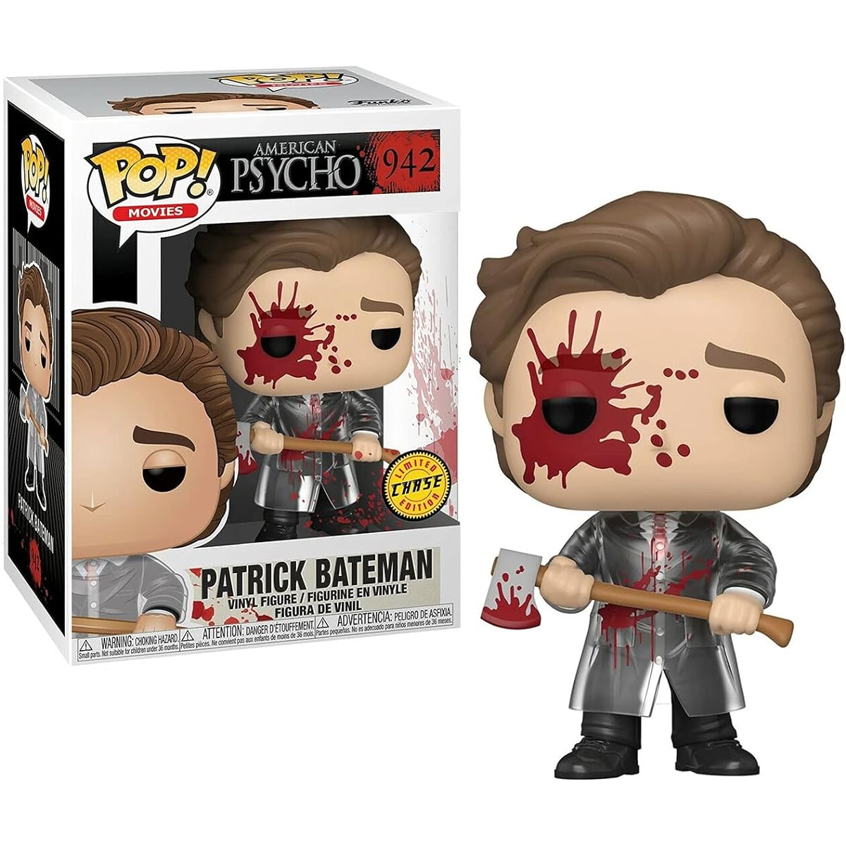 POP American Psycho - Patrick Bateman Limited Edition Bloody Chase Funko Pop! Vinyl Figure (Includes Compatible Pop Box Protector Case), Multicolor, 3.75"
