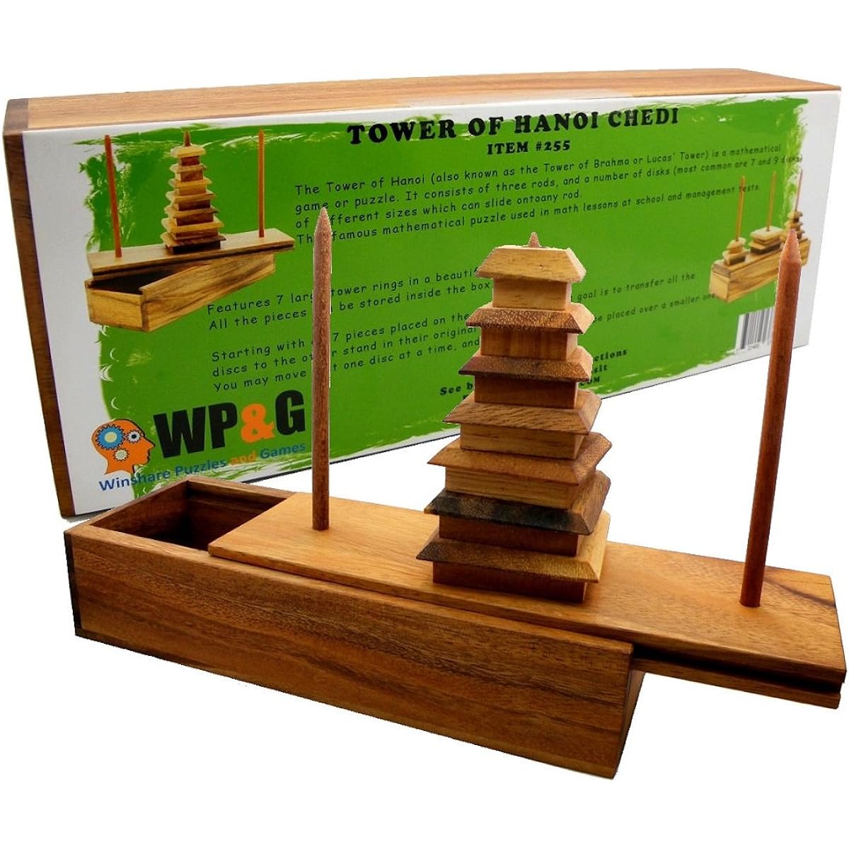 Tower of Hanoi Chedi Wooden Brain Teaser Puzzle