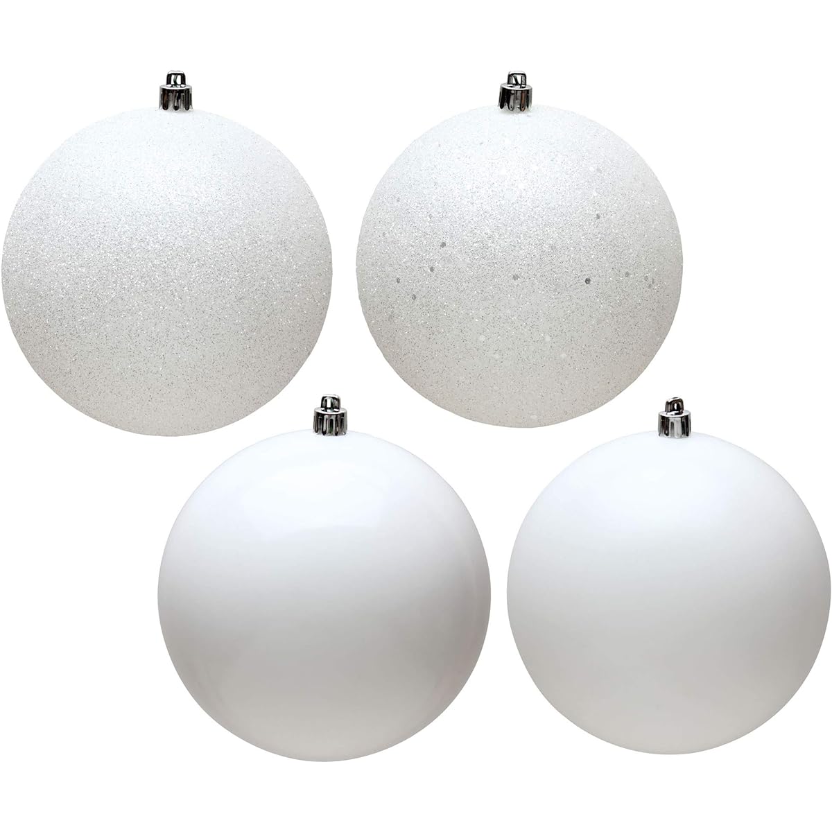 Vickerman 3" White 4-Finish Ball Ornaments Assortment, Box of 16