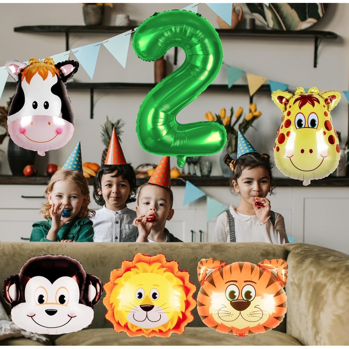 Animal Balloons Safari Birthday Decorations | Foil Helium 21-24 Inch Woodland Creatures 2nd Birthday Decorations for Boys Wild Animal Zoo Jungle Theme Birthday Party Supplies Favors