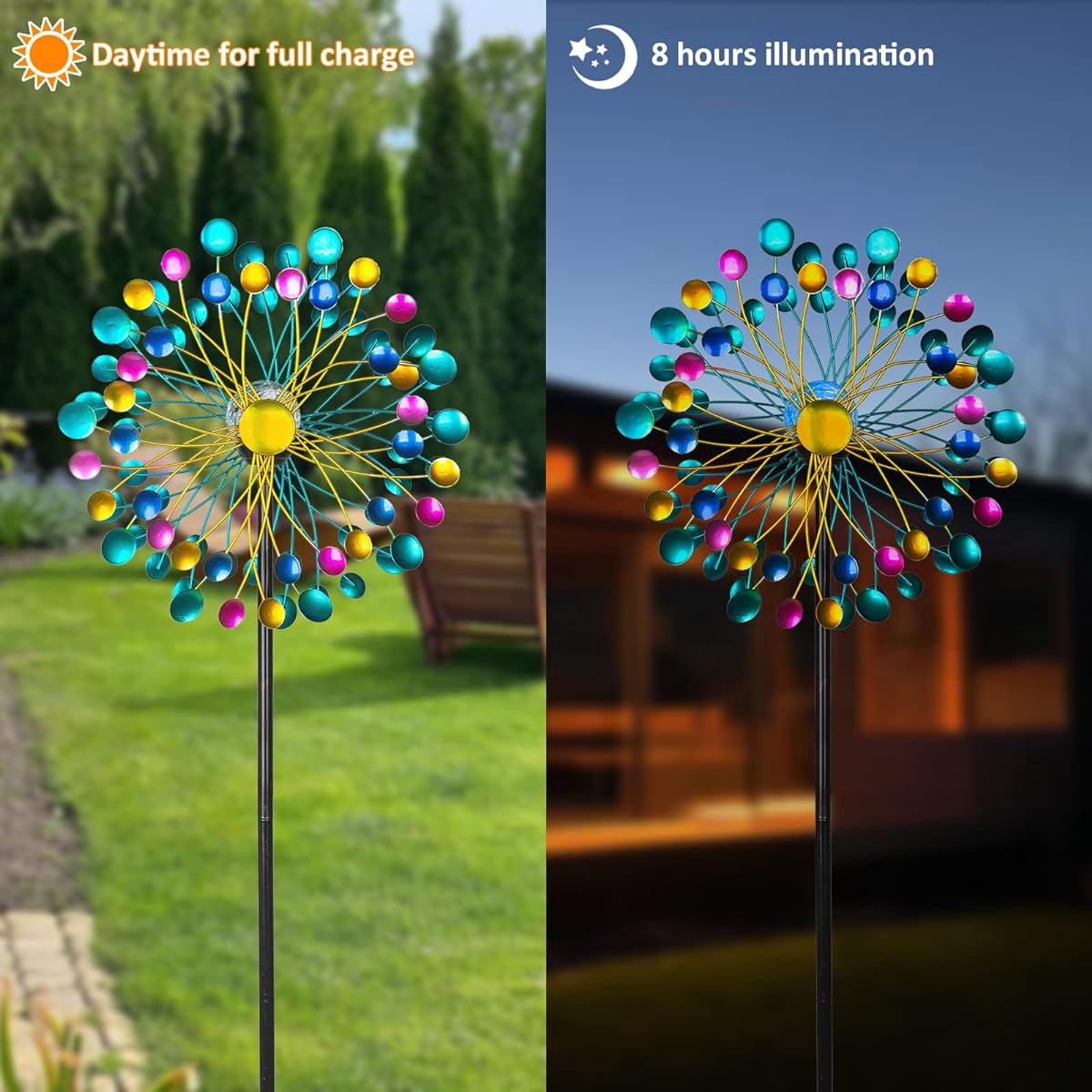 Solar Wind Spinner Multi-Color LED Lighting