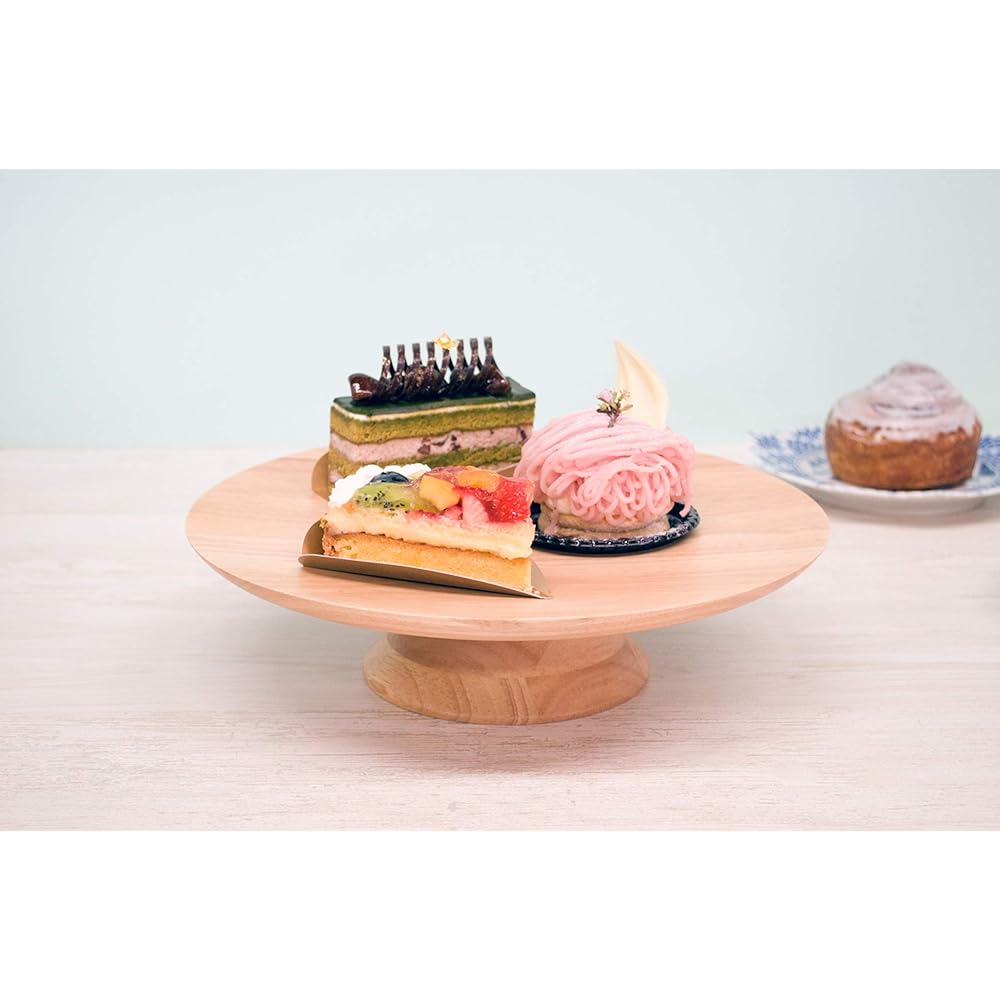 Swanson Shoji Cake Stand Wooden L Natural Approx. Diameter 30 x Height 8cm Footed Plate Afternoon Tea Party HF-005N